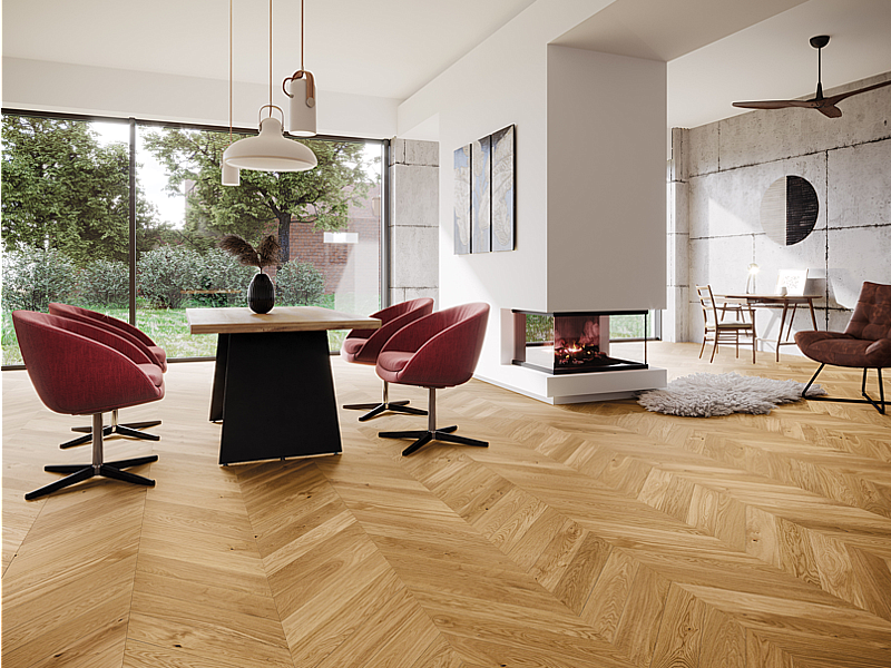 Oak Bright Chevron, Barlinek wooden flooring