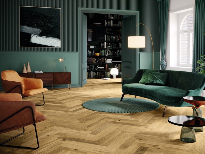 Oak Bright Herringbone, Barlinek wooden flooring