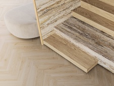 Oak Tea Herringbone, vinyl flooring Barlinek Next Step with underlay pad