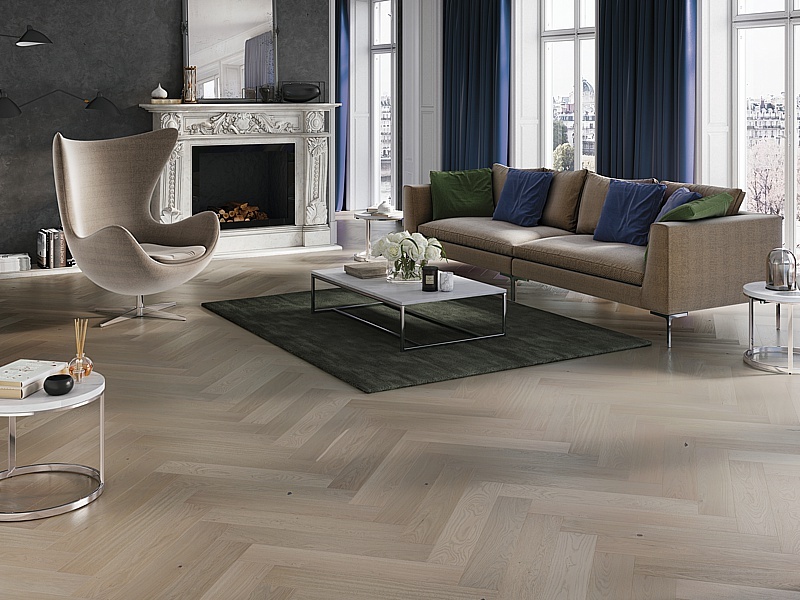 Oak Marzipan Muffin Herringbone, Barlinek wooden flooring