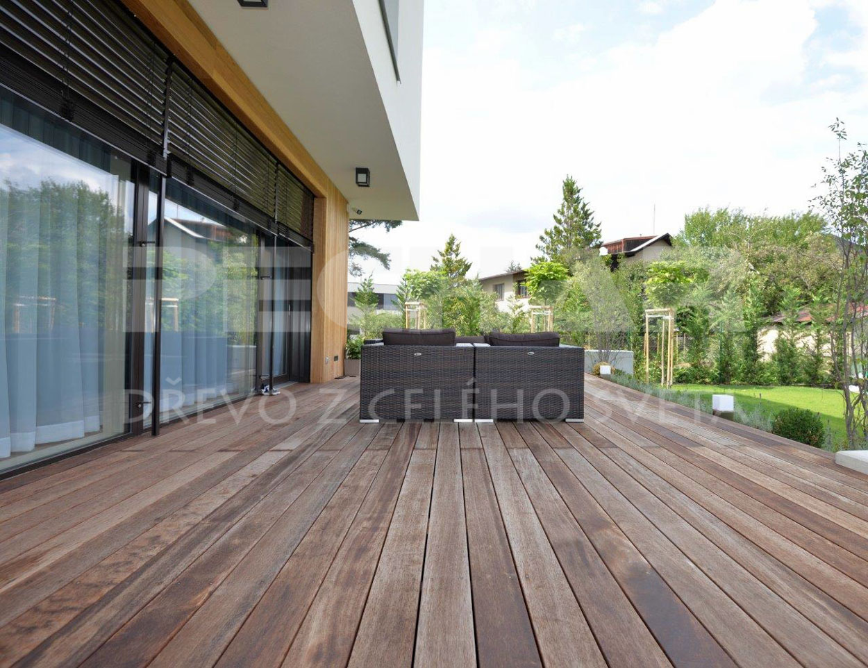Merbau weathered wooden decking