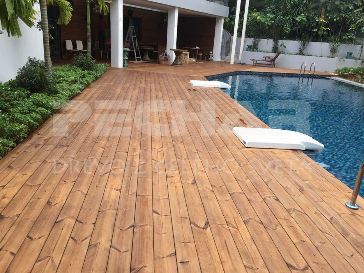 Thermowood pine wooden decking