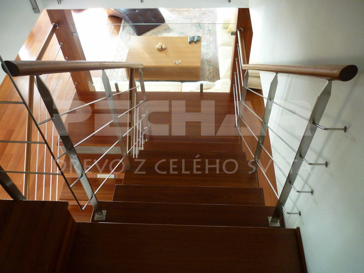 Merbau solid wood flooring, handrail, stairs, columns with laquered surface